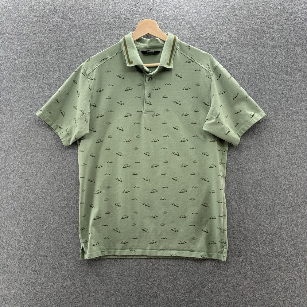 Radmor Polo Shirt Mens Medium Green Taylor BobRad Print Golf Stretch Graphic